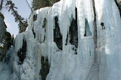 11 Frozen Upper Falls With Climbers On Frozen Waterfalls In Johnston Canyon In Winter